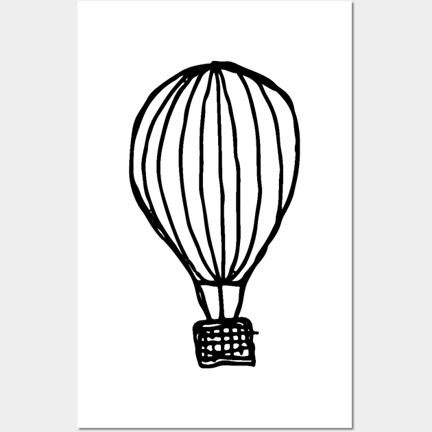 Hot Air Balloon Doodle Black Wall Art by Mijumi Doodles